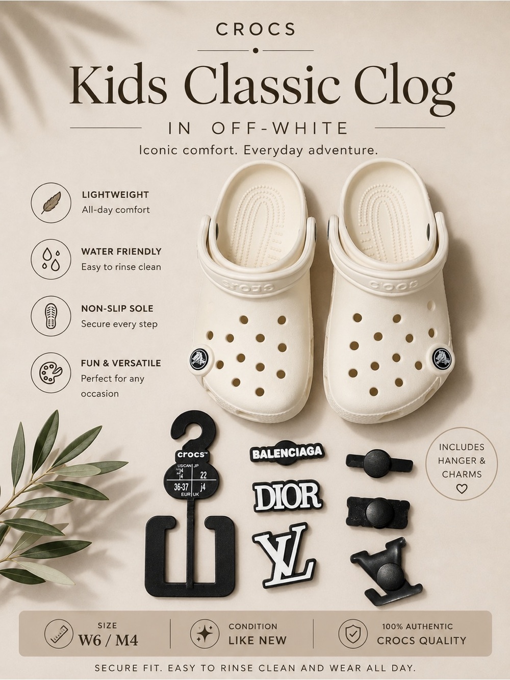 CROCS Kids Classic Clog in Off-White
